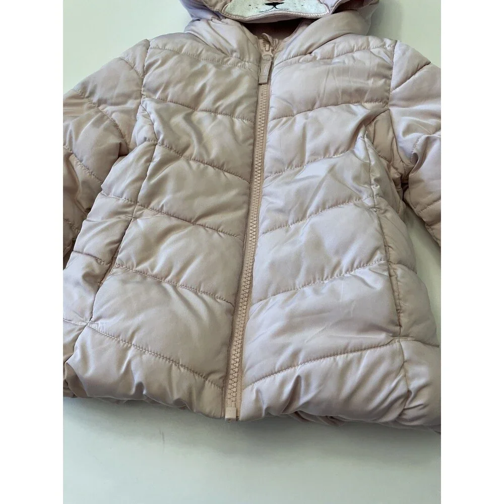 The Children’s Place Girls Pink Bear Puffer Jacket Size 3T Toddler